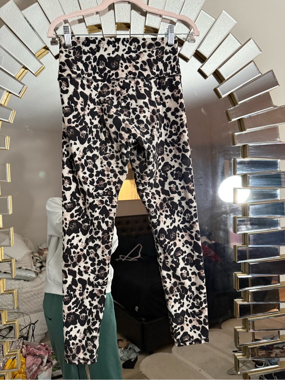 Balance Collection Leopard Print High-Rise Leggings - Black & Cream